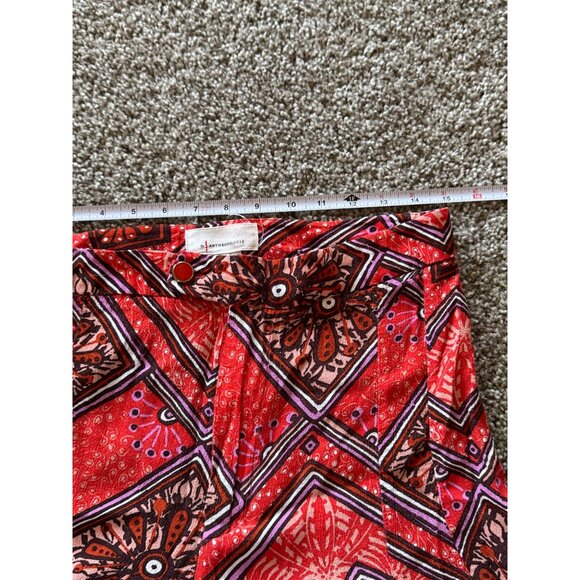 Anthropologie Skirted Wide Leg Retro Red Pants Trousers Size 6 Geometric Print s - Picture 6 of 8
